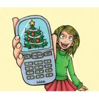 100 exklusive Weihnachtsgrußkarte mit Comic-Handy-Motiv