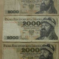 3 x 2000 Zlotyschein gebraucht polnische Geldscheine wie abgebildet Banknoten