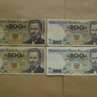 4 x 200 Zlotyschein gebraucht polnische Geldscheine wie abgebildet Banknoten