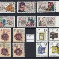 DDR Einzelmarken aus Viererblöcken von 1982, 1984, 1985 sauber postfrisch (343)