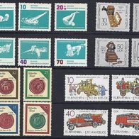 DDR Einzelmarken aus Viererblöcken von 1962, 1987 - 1989 sauber postfrisch (345)