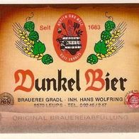 ALT ! Bieretikett Brauerei Gradl Pegnitz-Leups Lkr. Bayreuth Oberfranken Bayern