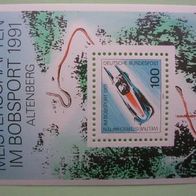 Briefmarken-Block Weltmeisterschaften im Bobsport 1991