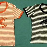 2 x T-Shirt von Manguun - gestreift in schwarz und in orange - Größe L