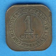 Malaysia Britisch Malaya 1 Cent 1941