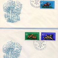 DDR FDC Mi. Nr. 737 + 739 + 740 (FDC 1) + 738 + 741 (FDC 2) Waldtiere <