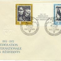 DDR FDC Mi. Nr. 1680 + 1681 Dreierstreifen (2) Föderation der Widerstandskämpfer <