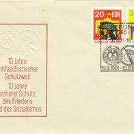 DDR FDC Mi. Nr. 1691 + 1692 (1) 10 Jahre Berliner Mauer <