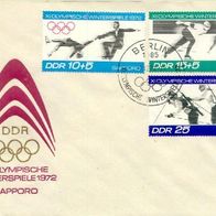 DDR FDC Mi. Nr. 1726 + 1727 + 1729 (FDC 2) (2) Olymp. Winterspiele 1972 Sapporo <