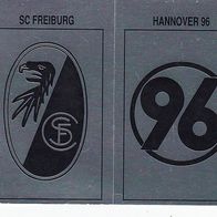 Panini Fussball 1990 Wappen SC Freiburg / Hannover 96 Nr 427 a/ b