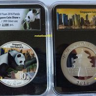 China Panda 2016 Color "Singapur Coin Show" .999 Ag * * Maximal 2.500 Ex. * *