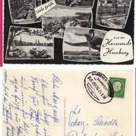 Hamburg Flughafen u.a. 6 Ansichten Bahnpoststempel 1959