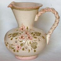 Vase, Allgäu-Look mit Blumen, Steingut, weiß/ rosa/ grün