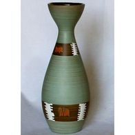 Zeitlose Vase, Steingut, hell türkis mit Farbbändern