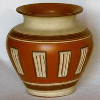 Vase, bauchig, Ton, italienischer Look, weiß/ terracotta