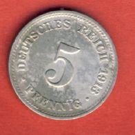 Kaiserreich 5 Pfennig 1913 D