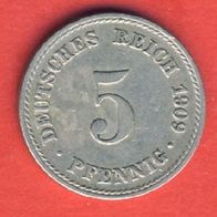 Kaiserreich 5 Pfennig 1909 A