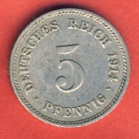 Kaiserreich 5 Pfennig 1914 J