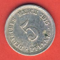 Kaiserreich 5 Pfennig 1915 D