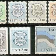 Estland 1991. MiNr. 165/75: Staatswappen und Nationale Symbole