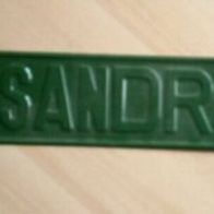 Autokennzeichen mit Namenszug "SANDRA"