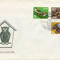 DDR FDC Mi. Nr. 1834 + 1835 + 1841 (FDC 1) (1) Geschützte Singvögel <
