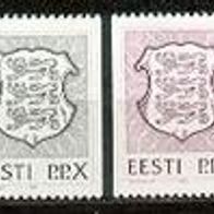 Estland 1992. MiNr. 186/87, 192/94, 197: Staatswappen