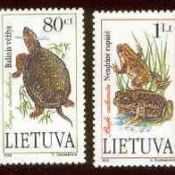 Litauen 1993. MiNr. 545/46: Schildkröte und Frösche