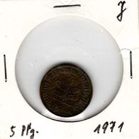 5 Pfennig 1971 J sehr gut erhalten