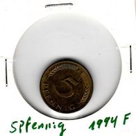 5 Pfennig 1994 F sehr gut erhalten