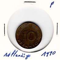 10 Pfennig 1990 F sehr gut erhalten