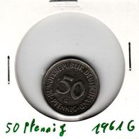 50 Pfennig 1961 G sehr gut erhalten