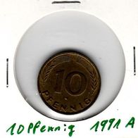10 Pfennig 1991 A sehr gut erhalten