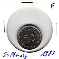 50 Pfennig 1989 F sehr gut erhalten