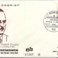 Bundesrepublik FDC Mi. Nr. 435 (1) Attentat auf Hitler - Karl-Friedrich Goerdeler <