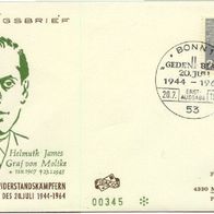 Bundesrepublik FDC Mi. Nr. 437 (1) Attentat auf Hitler - Helmut J. Graf von Moltke <