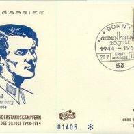 Bundesrepublik FDC Mi. Nr. 438 (1) Attentat auf Hitler - von Stauffenberg <