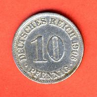 Kaiserreich 10 Pfennig 1906 D