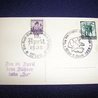 1 Groschen Briefmarke, Propagandapostkarte, Österreich, 1938