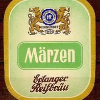 ALT ! Bieretikett "Märzen" Henninger-Reif-Bräu † 1974 Erlangen Mittelfranken Bayern