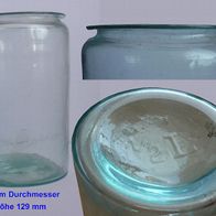 Antikes Einmachglas-Weckglas wurde mit Pergament o.a. Material verschlossen um 1900