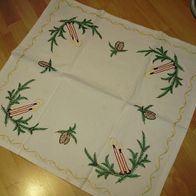 Weihnachten Decke handbestickt weiß-alt, Shabby, Vintage, Oma