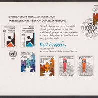 Vereinte Nationen (UNO) New York - Ganzsachen - Erinnerungskarten MiNr. EK 19 o <