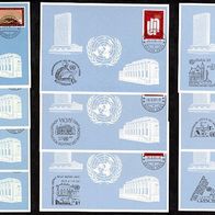 Vereinte Nationen (UNO) Genf-Ausstellungskarten (Blaue Karten) aus 1980 und 1981 o <