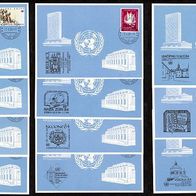 Vereinte Nationen (UNO) Genf-Ausstellungskarten (Blaue Karten) aus 1984 komplett o <