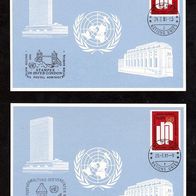Vereinte Nationen (UNO) Genf-Ausstellungskarten (Blaue Karten) Mi. Nr. 98 + 99 o <