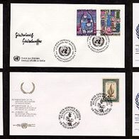 Vereinte Nationen (UNO) Wien - Ersttagsbriefe FDCs - Mi. Nr. 1/6 + 14/15+ 36/37 u.a.<
