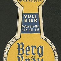 ALT ! DDR Bieretikett Berg-Brauerei † 1975 Pretzsch Lkr. Wittenberg Sachsen-Anhalt