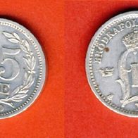 Norwegen 25 Öre 1890 Silber Auflage nur 469 000 Stück RAR