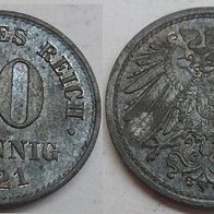 Deutsches Reich 10 Pfennig 1921 (Zink) ## D2